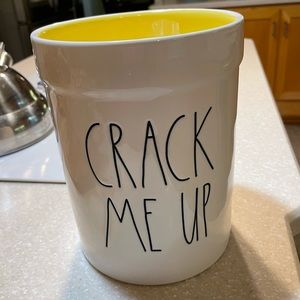 Rae Dunn CRACK ME UP large utensil canister-sunshine yellow interior